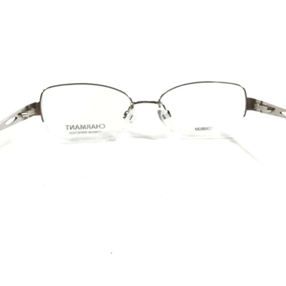 Charmant Eyeglasses Frames CH12161 WP Silver Cat Eye Half Rim 51-17-135